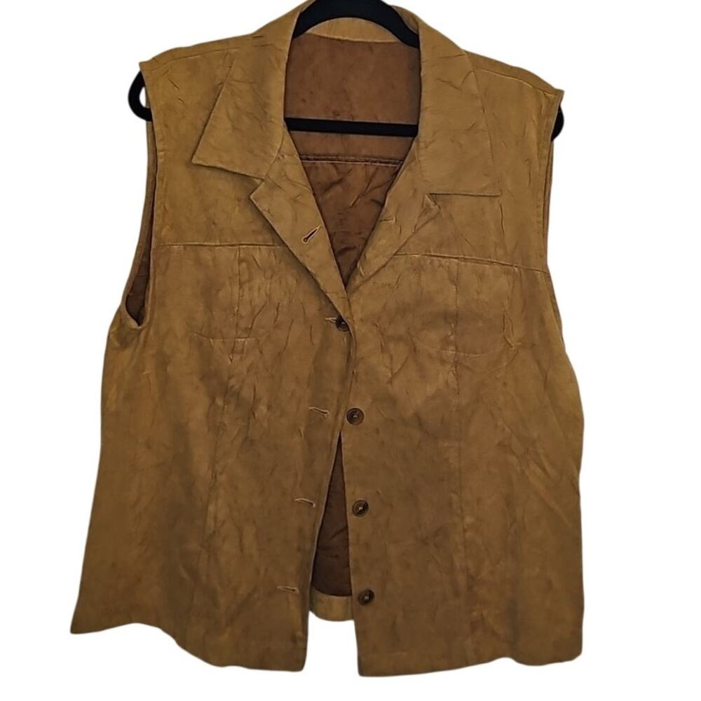 Safari Outdoors Fabiani Vtg 80s Faux Suede Utility Vest Womens 12 Chore Barn